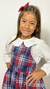 Salopete vestido infantil xadrez flanela azul vermelho e branco - comprar online