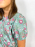 Blusa bata verde floral rosa claro gola boneca manga curta - comprar online