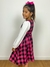 Salopete vestido infantil xadrez flanela pink e preto - comprar online