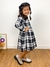Vestido infantil menina manga longa xadrez branco e preto Eloah - Ticotô - Roupas infantis