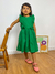Vestido infantil menina regata verde com babados e laço Isabela - loja online