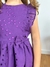 Vestido infantil de laise roxo bordado ramos com babados e laço Tam 6 meses a 6 anos Isabela - comprar online