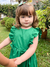 Vestido infantil menina regata verde com babados e laço Isabela - comprar online