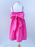 Vestido infantil menina alça rosa chiclete com cinto laço decote reto saia rodada Livia