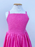 Vestido infantil menina alça rosa chiclete com cinto laço decote reto saia rodada Livia - Ticotô - Roupas infantis