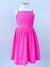 Vestido infantil menina alça rosa chiclete com cinto laço decote reto saia rodada Livia - comprar online