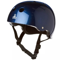 CAPACETE TRIPLE 8 ESPUMA AZUL METALICO