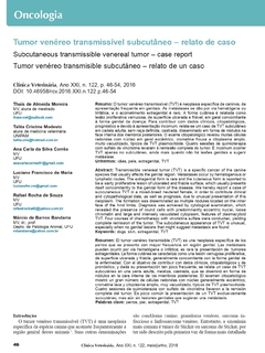 Tumor venéreo transmissível subcutâneo – relato de caso