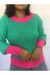 Blusa Tricot Duo Colors - verde e pink - comprar online