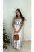 Vestido Longuete com estampa bordada - branco