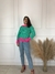 Blusa Tricot Duo Colors - verde e pink