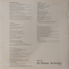 B.J. Thomas - For The Best - Discos The Vinil