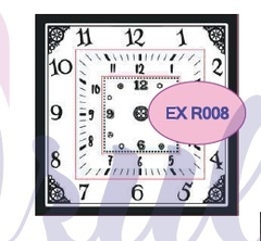 Sello Reloj x 3 u , AR, 15x15 cm. Cód: EXR 008 , Azul Laser