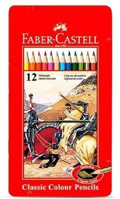 Lapices de colores x 12u con Estuche Metalico. Faber Castell