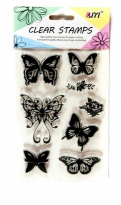 Kit Sellos Silicona Transparente x 8 u ¨ Mariposas ¨ Cód: #1 , CD