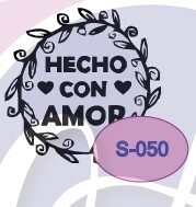 Sello BR ¨Hecho con amor¨ Cod: S 050 , Azul Laser