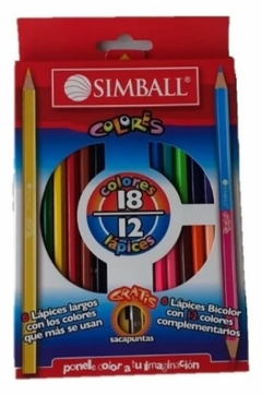 Lapices de colores, Bicolor largos x 12 u. SImball