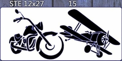Stencil ¨Moto-Avión¨ 12x27cm. STE 15