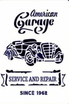 Stencil ¨ American Garage¨ 20x30, Cód: STE 35. TITINA´S
