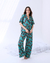 PIJAMA / SLEEPWEAR LONGO VERDE ESTAMPA ANIMAL PRINT - loja online