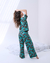 PIJAMA / SLEEPWEAR LONGO VERDE ESTAMPA ANIMAL PRINT