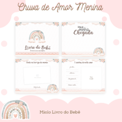 Kit Livro do Bebê / Caderneta Vacina + porta documentos - Tema Chuva de Amor Menina - comprar online