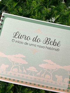 Kit Livro do Bebê / Caderneta Vacina + porta documentos - Tema Safari Linho - Alfabeto Menino - Analice Ateliê