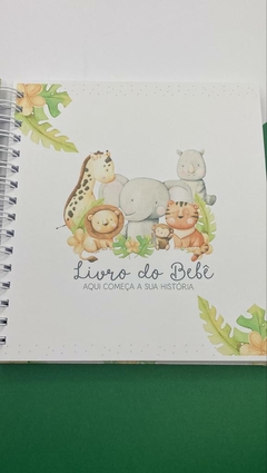 Kit Livro do Bebê / Caderneta Vacina + Porta documentos - Tema Safari Menino - Analice Ateliê