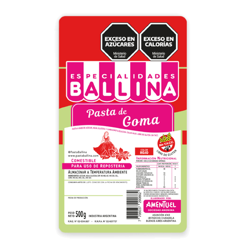 PASTA DE GOMA ROJA x 500g BALLINA