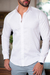 Camisa OXN ML Tricoline Branca - modelagem Slim