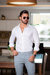 Camisa OXN ML Tricoline Branca - modelagem Slim - comprar online