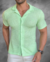 Camisa Zip Off MC Relaxed Fit Tricotada Verde - Modelagem Slim - comprar online