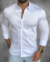 Camisa ML Zip OFF / Zikani Branca Acetinada - modelagem Slim