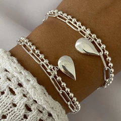 Pulsera acero blanco 18cm par (cod 16027)