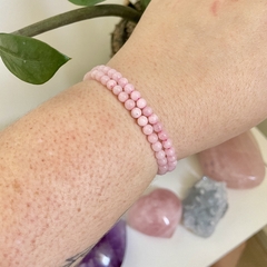 Pulseira de Quartzo Rosa - Amor e Autoestima - Esfera