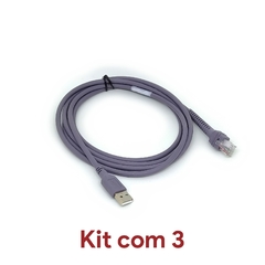 Kit 3 Cabo Usb Leitor Symbol Motorola Zebra Ls2208 / Ls7708 / DS