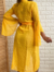 Kimono Poá Texturizado Com Manga Flare | Amarelo - loja online