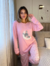 Pijama Adulto Com Blusa De Manga Longa e Calça Urso | Rosa