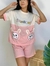 Pijama Malha Adulto Com Camisa De Manga Curta e Short coelho | Salmão