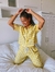 Pijama Adulto Americano Cropped e Calça Vichy I Amarelo