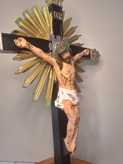 Crucifixo -látex inquebrável c/ base 40 cm - Mais chagado - Sancte Ioseph