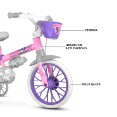 BICICLETA ARO 12 FEM. CAT LILÁS / ROSA / BRANCO NATHOR - comprar online