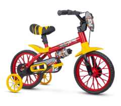 BICICLETA ARO 12 MASC. MOTOR X VERMELHO E AMARELO NATHOR