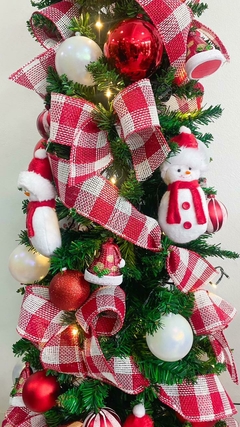 Árvore de Natal Decorada Vermelha e Branco 80cm :: Primavera Design