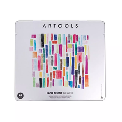 Lápis De Cor Aquarelável Aquarell - Lata Metálica C/24 Cores - Artools