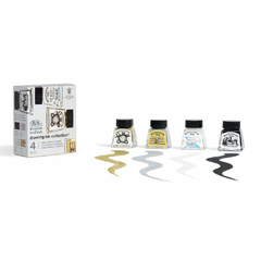 Tinta Para Desenho Winsor & Newton Ink Collection C/4 Metallic Tones - JCN Artes