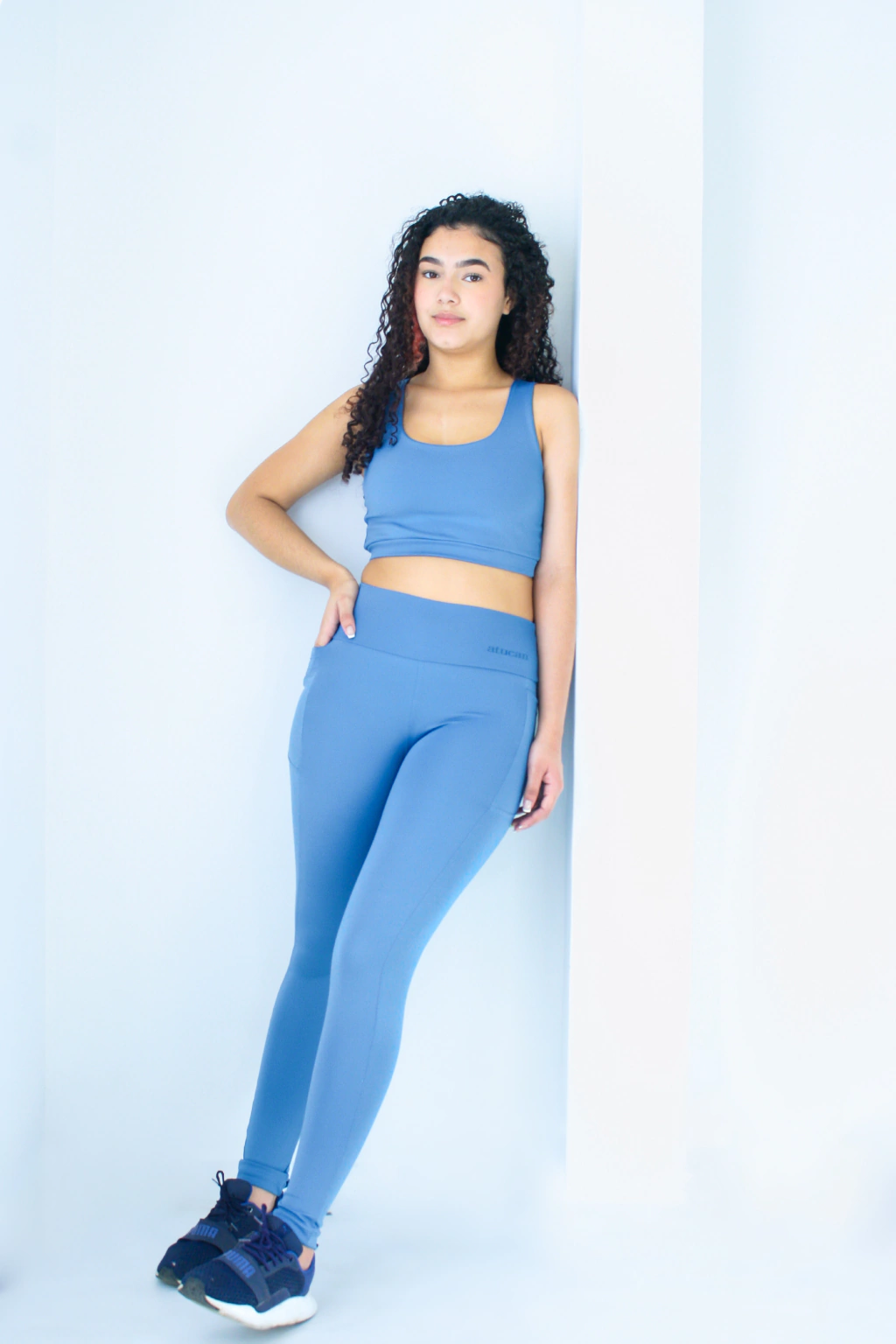 Calça Legging Bolso Azul Celeste