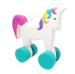 Unicornio De Madera Con Ruedas Juego Simbolico Didáctico