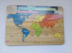 Encastre Rompecabezas Mapa Planisferio En Madera Didáctico - comprar online