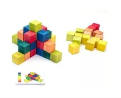 Cubos De Madera Juego De Ingenio Montessori Waldorf - comprar online